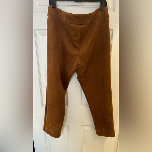 Krazy Larry Suede Feel Brown Pull On Pants Size 14 - Picture 2 of 4